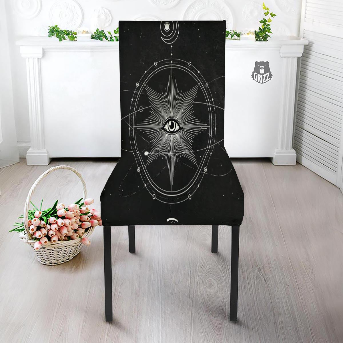 All Seeing Eye Sun Print Dining Chair Slipcover-grizzshop