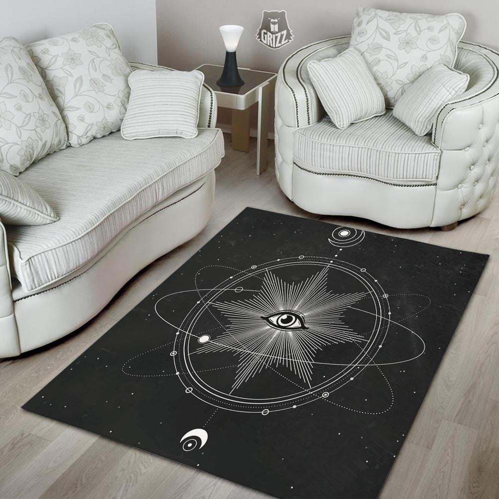 All Seeing Eye Sun Print Floor Mat-grizzshop