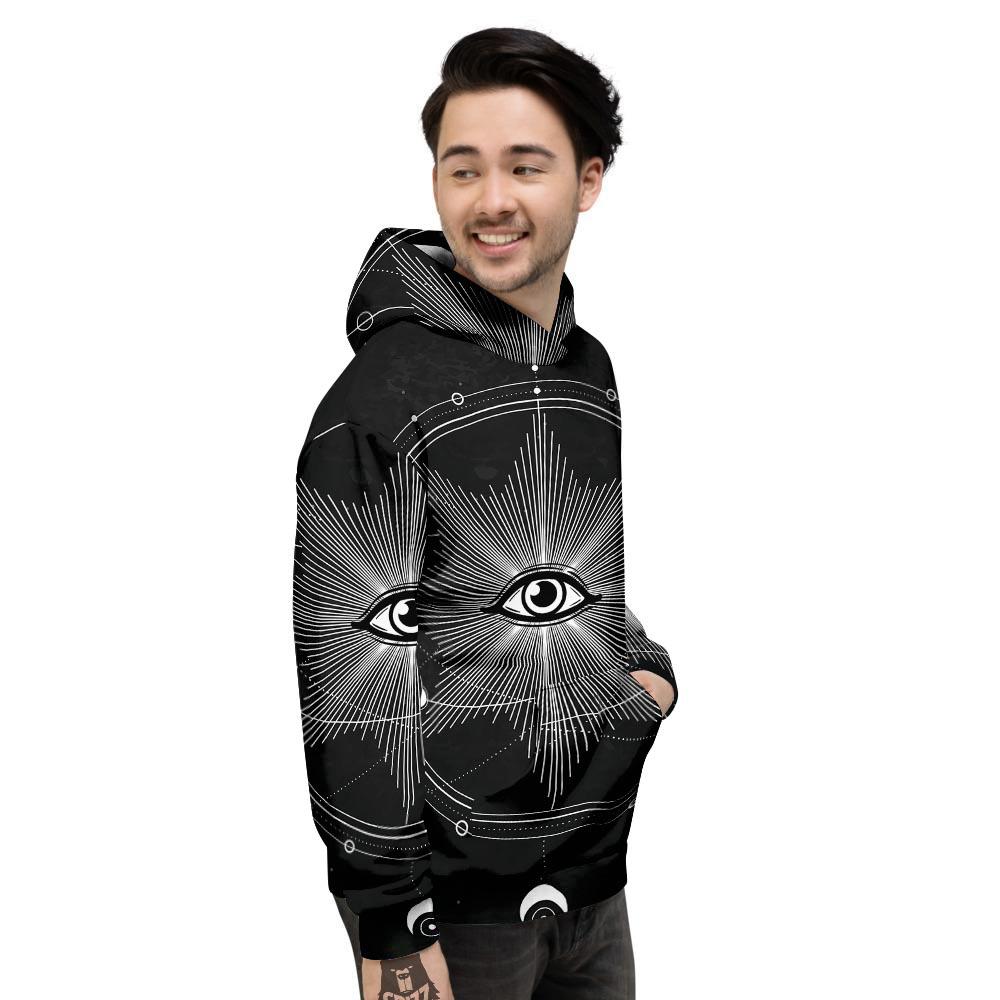 All Seeing Eye Sun Print Men's Hoodie-grizzshop