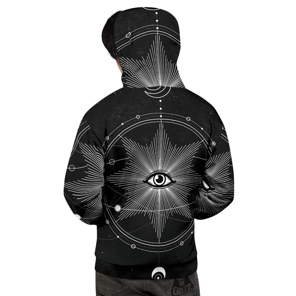 All Seeing Eye Sun Print Men's Hoodie-grizzshop