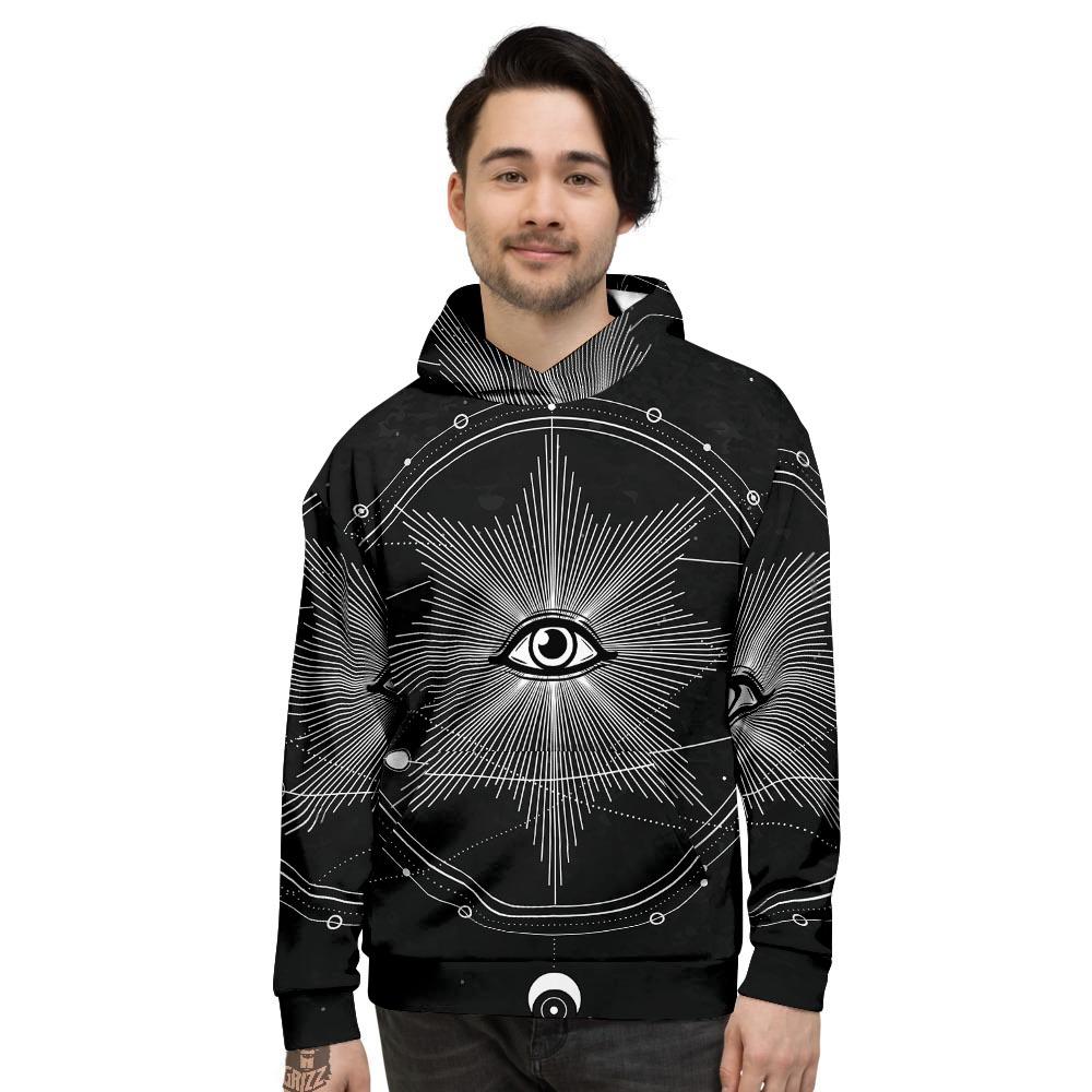 All Seeing Eye Sun Print Men's Hoodie-grizzshop