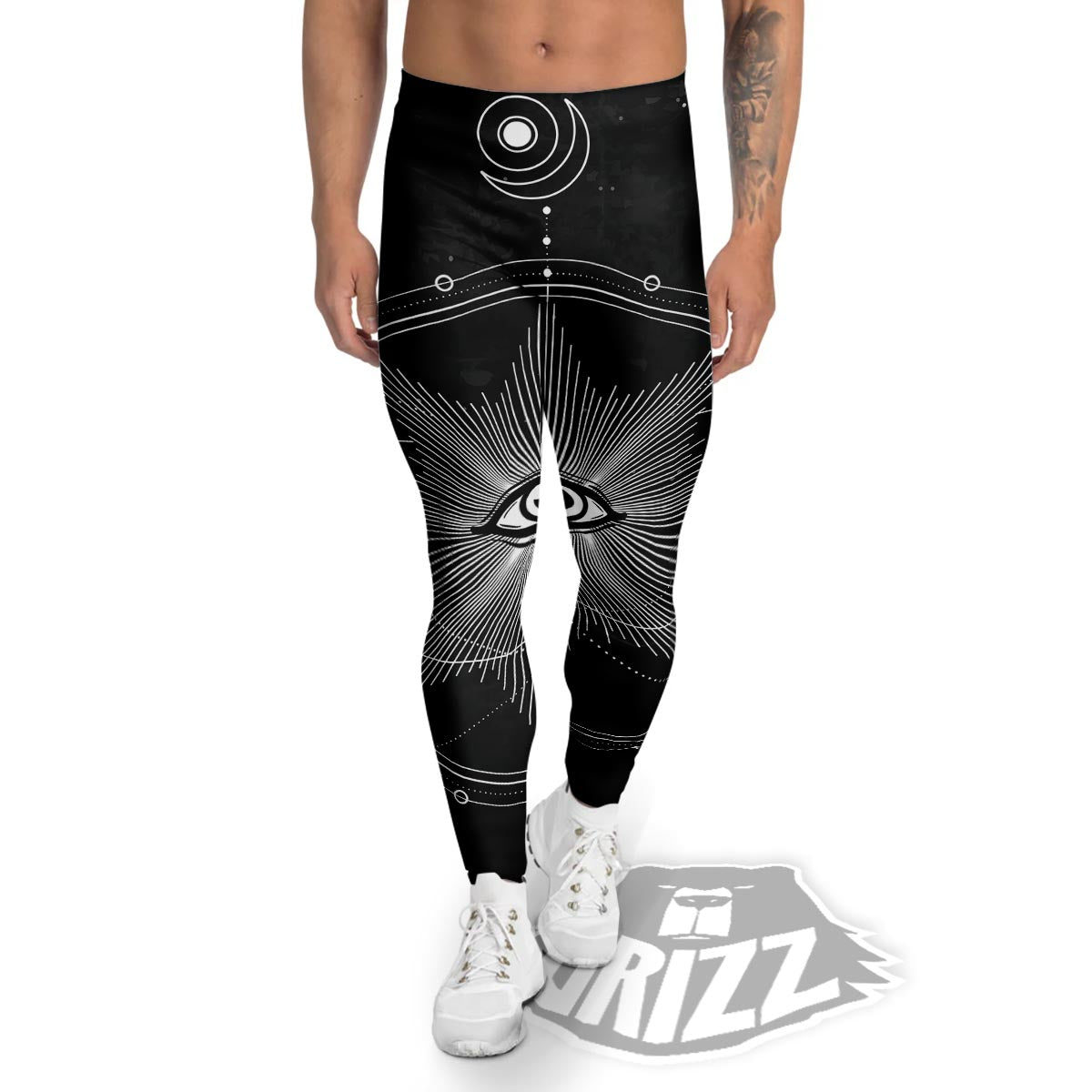 All Seeing Eye Sun Print Men's Leggings-grizzshop