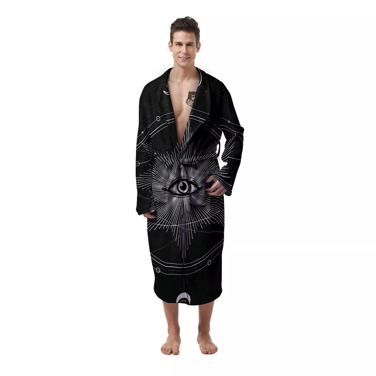 All Seeing Eye Sun Print Men's Robe-grizzshop