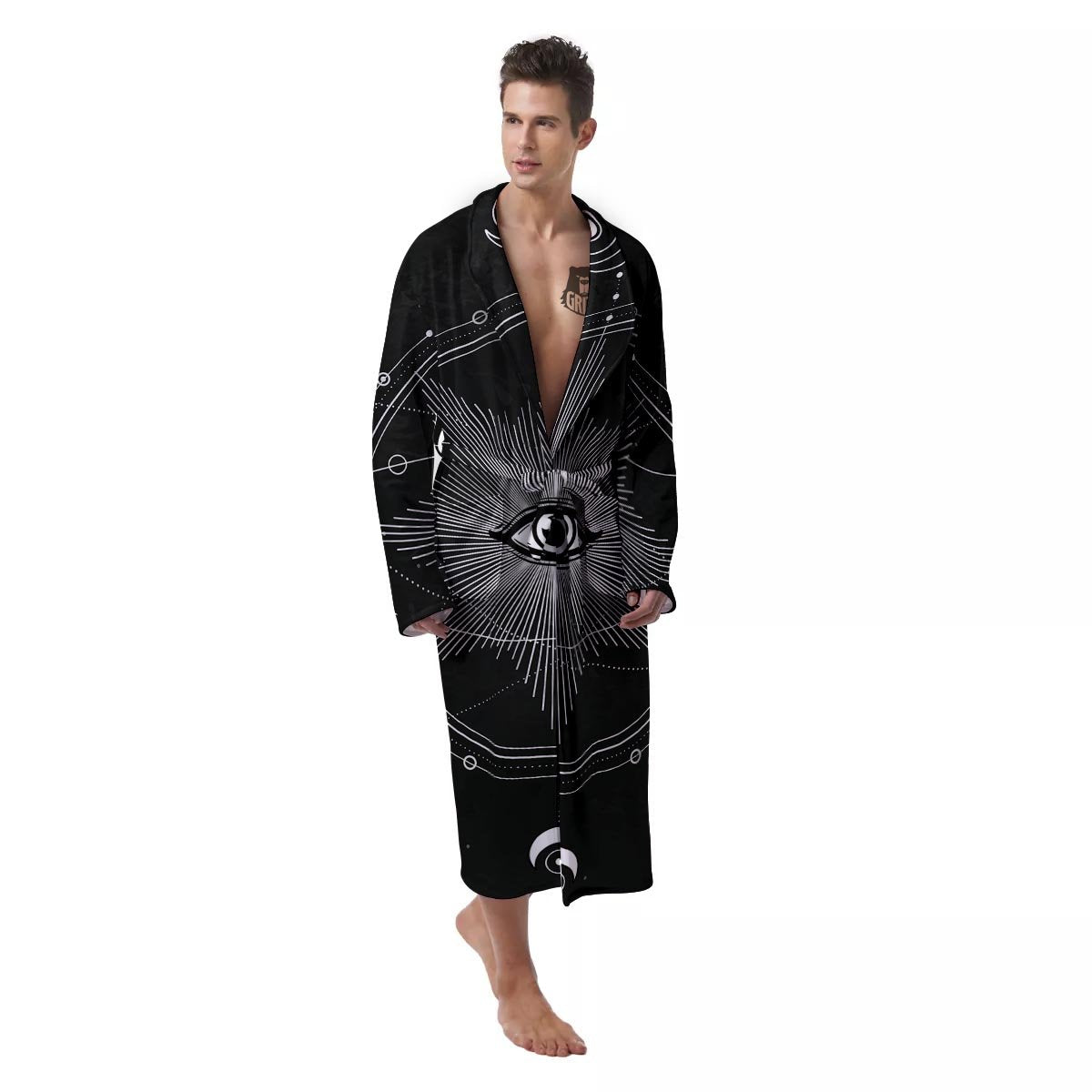 All Seeing Eye Sun Print Men's Robe-grizzshop