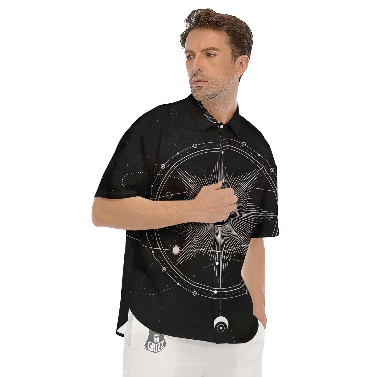 All Seeing Eye Sun Print Men's Short Sleeve Shirts-grizzshop