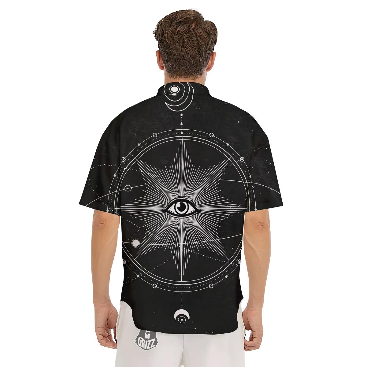 All Seeing Eye Sun Print Men's Short Sleeve Shirts-grizzshop