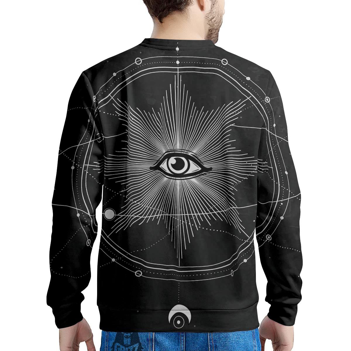 All Seeing Eye Sun Print Men's Sweatshirt-grizzshop