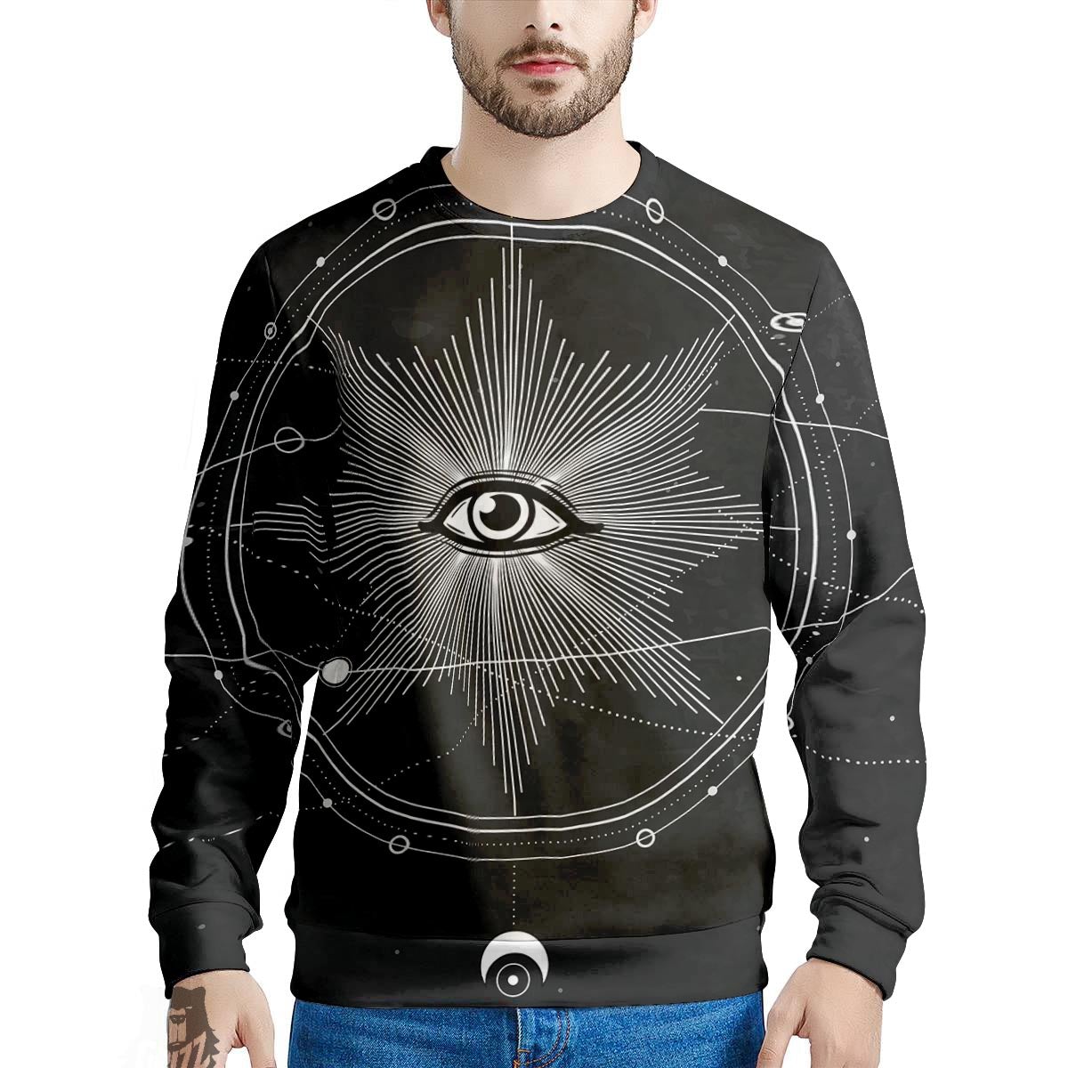 All Seeing Eye Sun Print Men's Sweatshirt-grizzshop