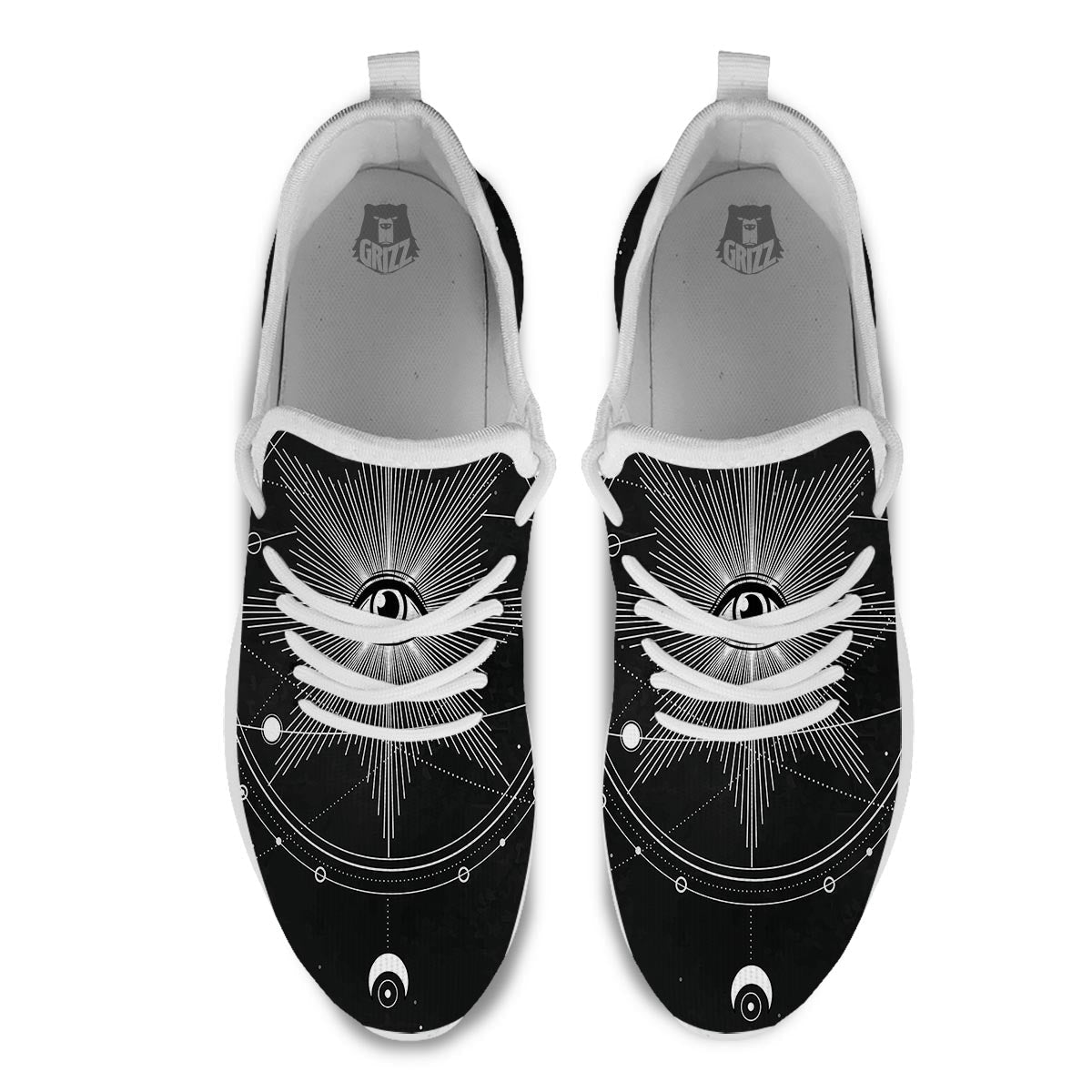 All Seeing Eye Sun Print White Athletic Shoes-grizzshop