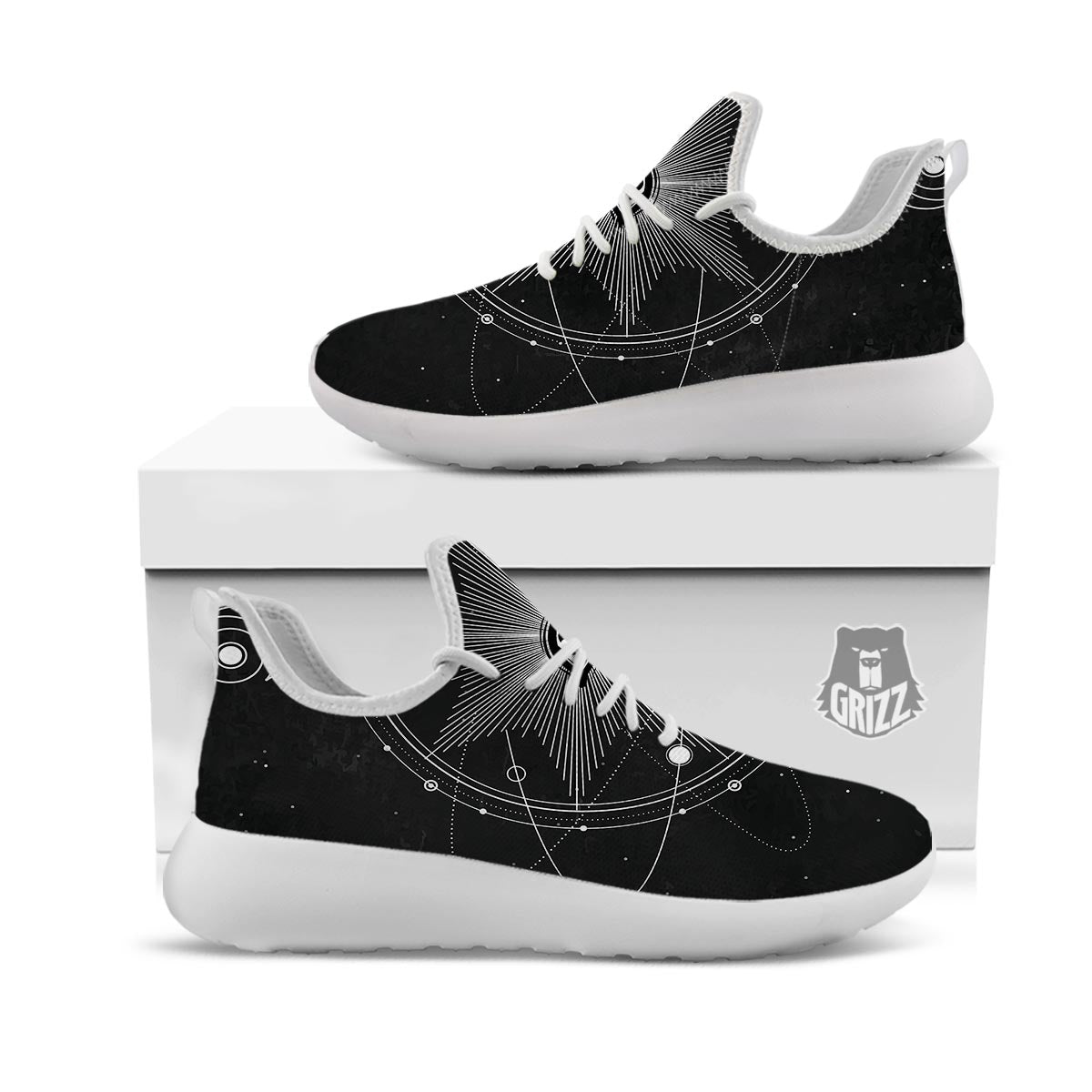 All Seeing Eye Sun Print White Athletic Shoes-grizzshop