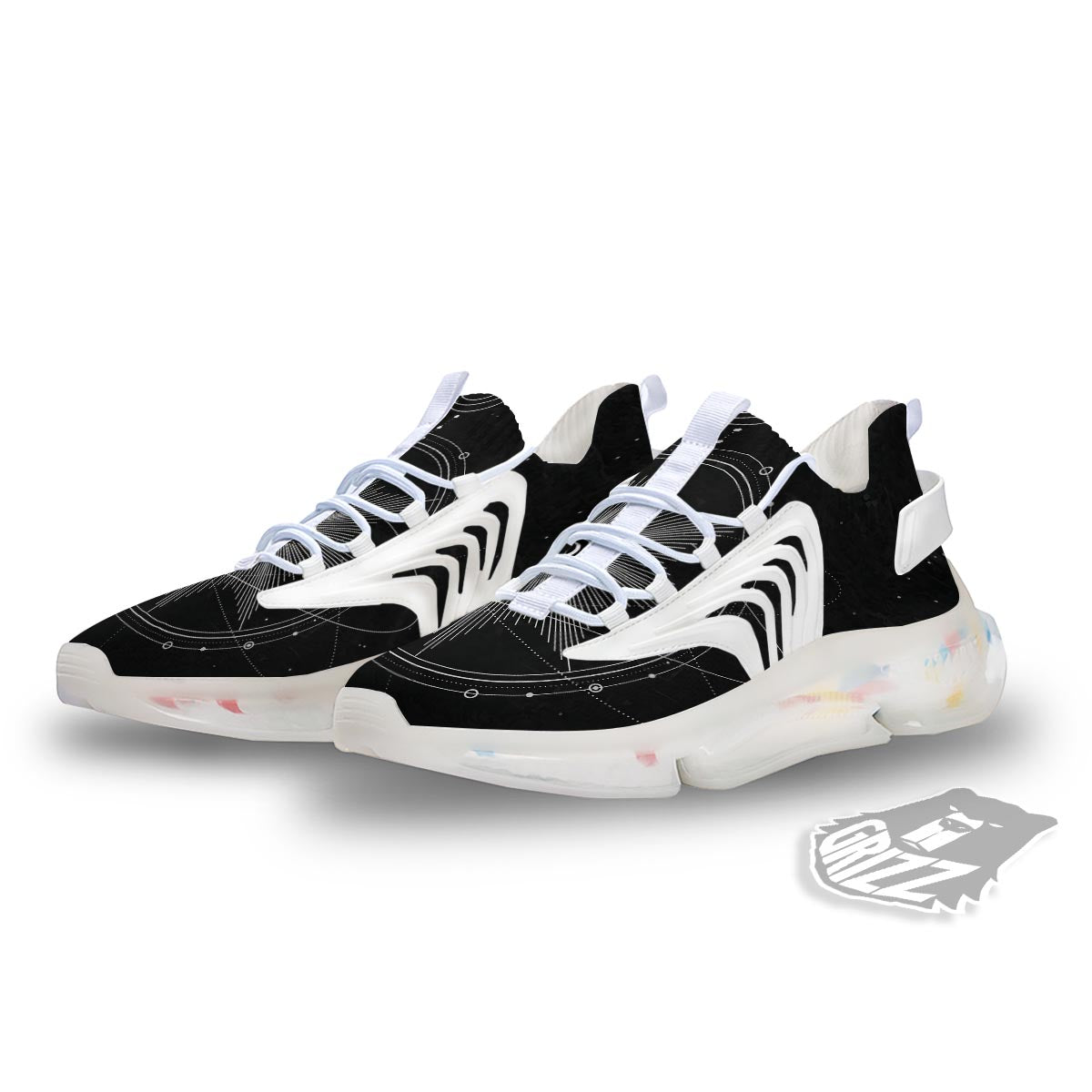 All Seeing Eye Sun Print White Gym Shoes-grizzshop