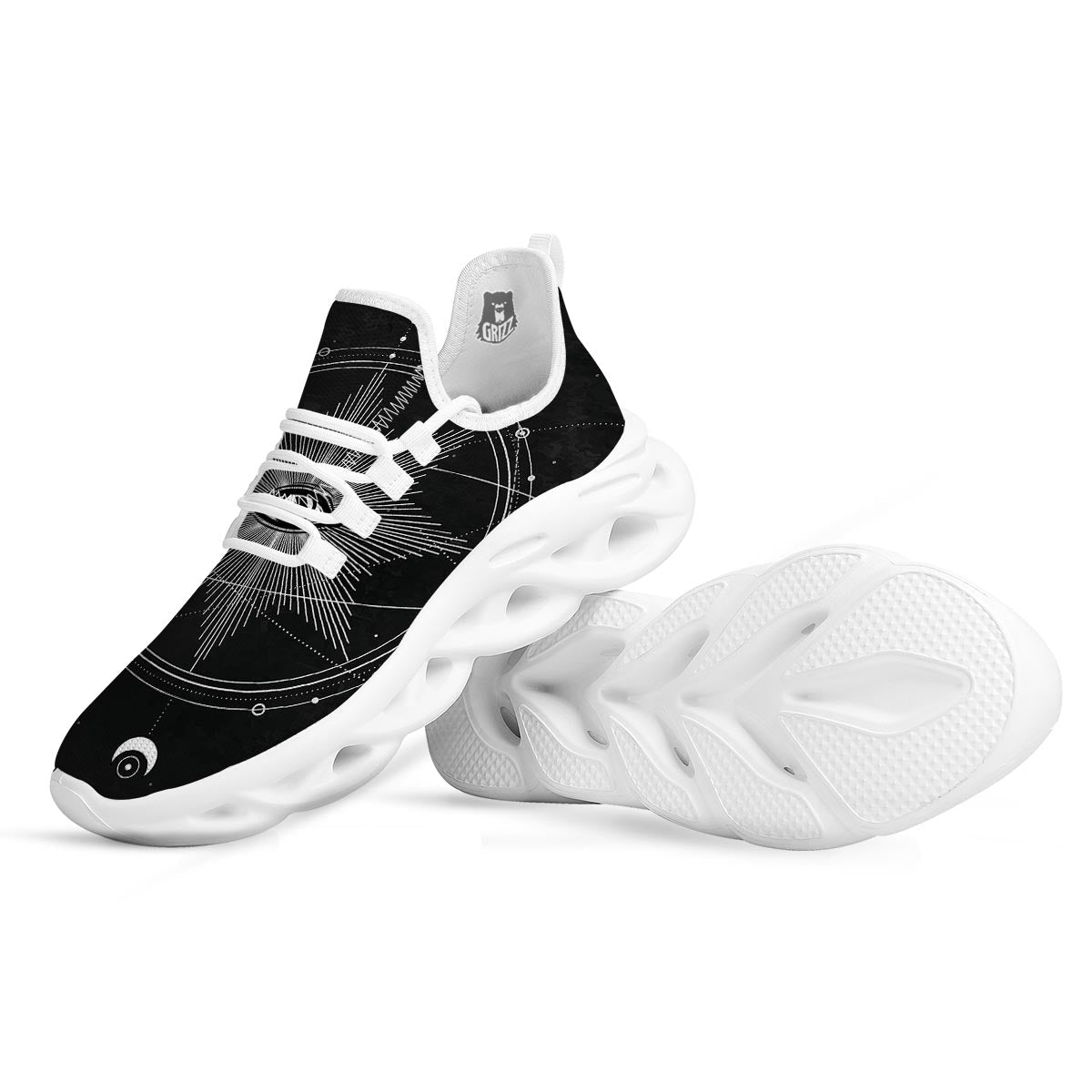 All Seeing Eye Sun Print White Running Shoes-grizzshop