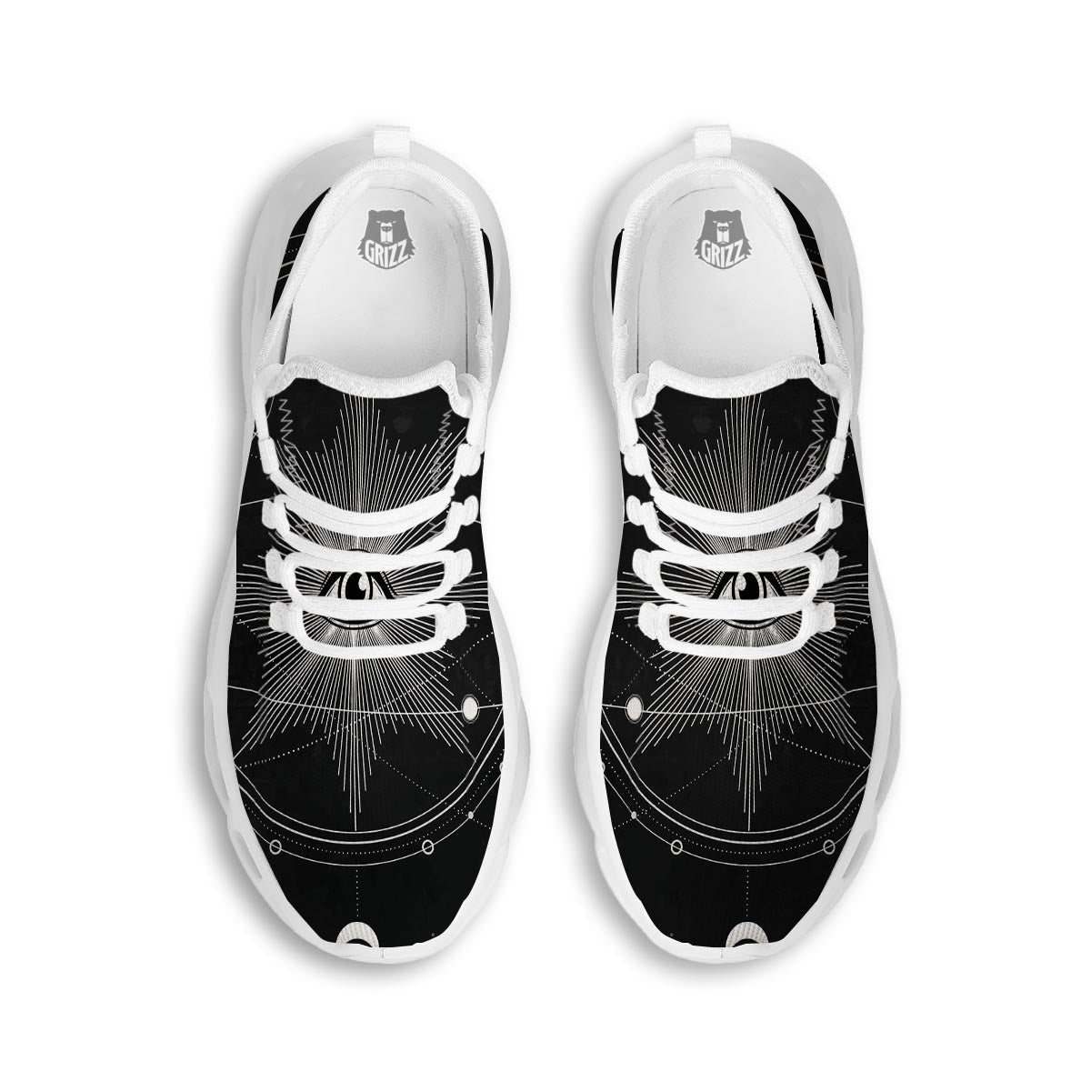 All Seeing Eye Sun Print White Running Shoes-grizzshop