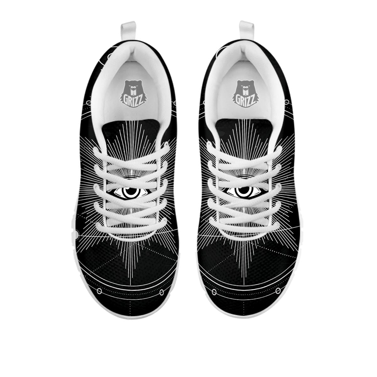 All Seeing Eye Sun Print White Sneaker-grizzshop