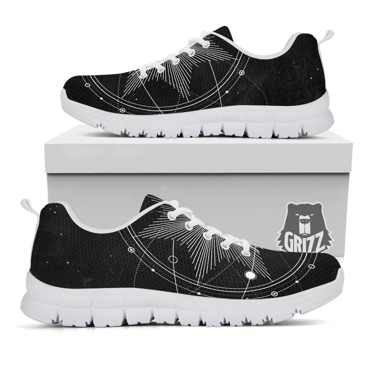 All Seeing Eye Sun Print White Sneaker-grizzshop