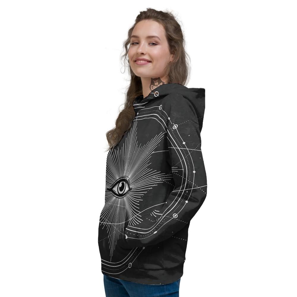 All Seeing Eye Sun Print Women's Hoodie-grizzshop