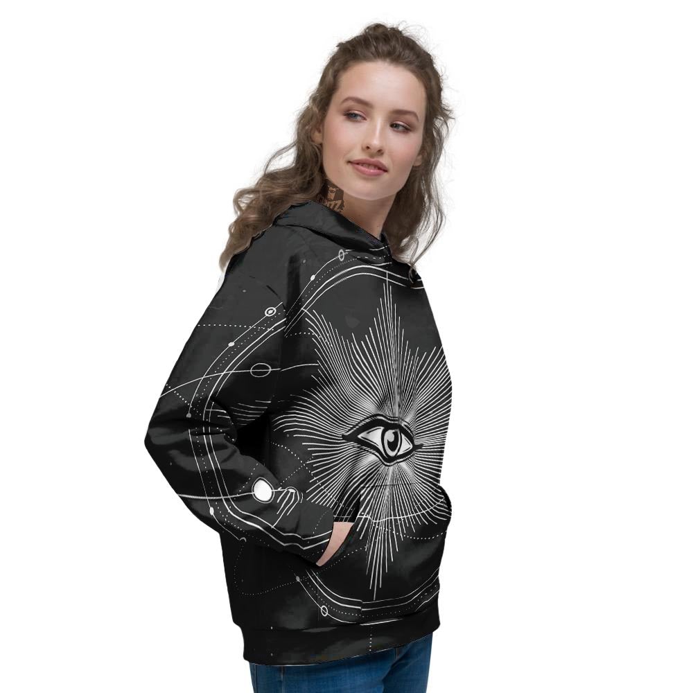 All Seeing Eye Sun Print Women's Hoodie-grizzshop