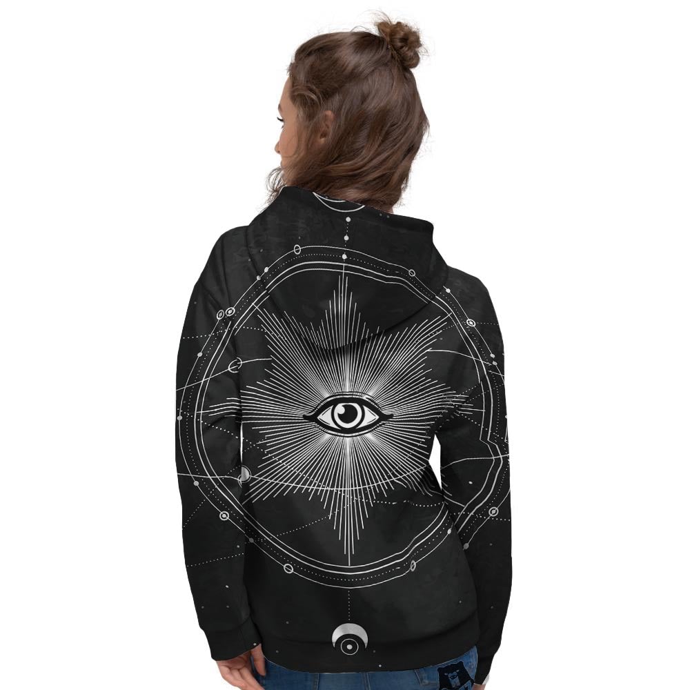 All Seeing Eye Sun Print Women's Hoodie-grizzshop