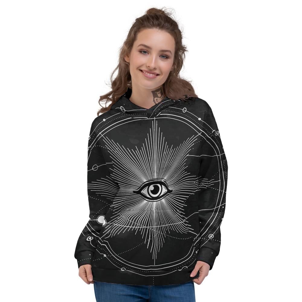 All Seeing Eye Sun Print Women's Hoodie-grizzshop