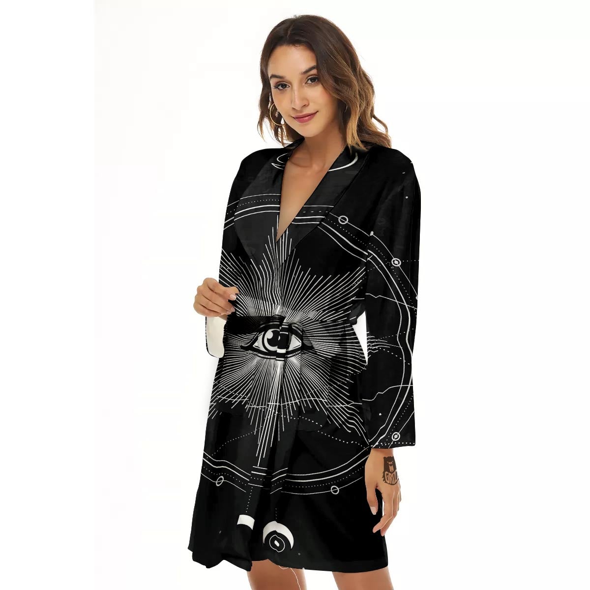 All Seeing Eye Sun Print Women's Robe-grizzshop