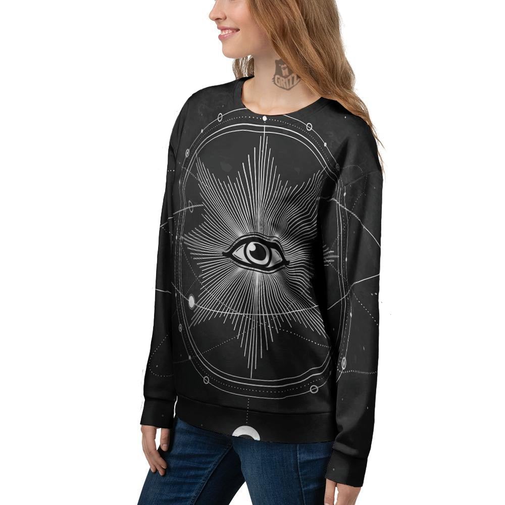 All Seeing Eye Sun Print Women's Sweatshirt-grizzshop