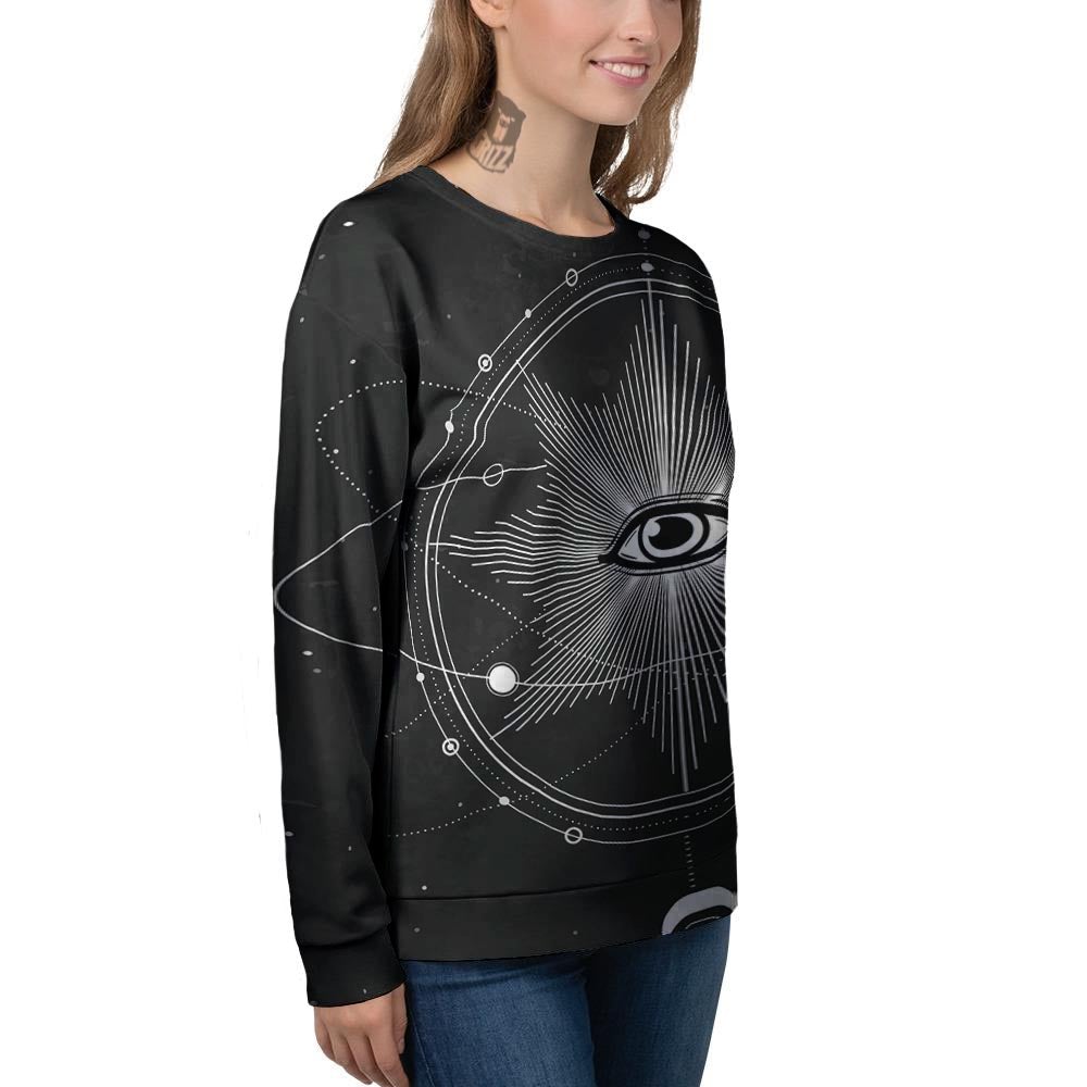 All Seeing Eye Sun Print Women's Sweatshirt-grizzshop