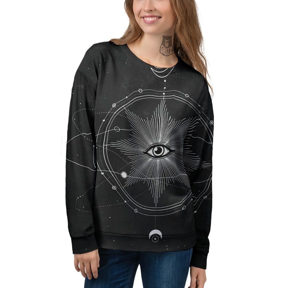 All Seeing Eye Sun Print Women's Sweatshirt-grizzshop