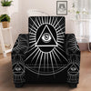 All Seeing Eye White And Black Print Armchair Slipcover-grizzshop