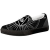 All Seeing Eye White And Black Print Black Slip On Shoes-grizzshop