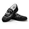All Seeing Eye White And Black Print Black Slip On Shoes-grizzshop