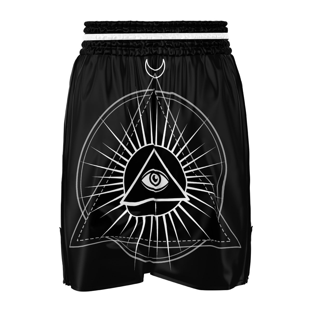 All Seeing Eye White And Black Print Boxing Shorts-grizzshop