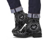 All Seeing Eye White And Black Print Leather Boots-grizzshop