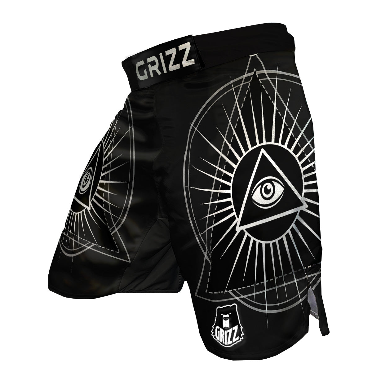 All Seeing Eye White And Black Print MMA Shorts-grizzshop