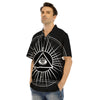 All Seeing Eye White And Black Print Men's Hawaiian Shirt-grizzshop