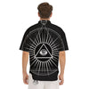 All Seeing Eye White And Black Print Men's Short Sleeve Shirts-grizzshop