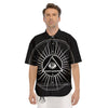 All Seeing Eye White And Black Print Men's Short Sleeve Shirts-grizzshop