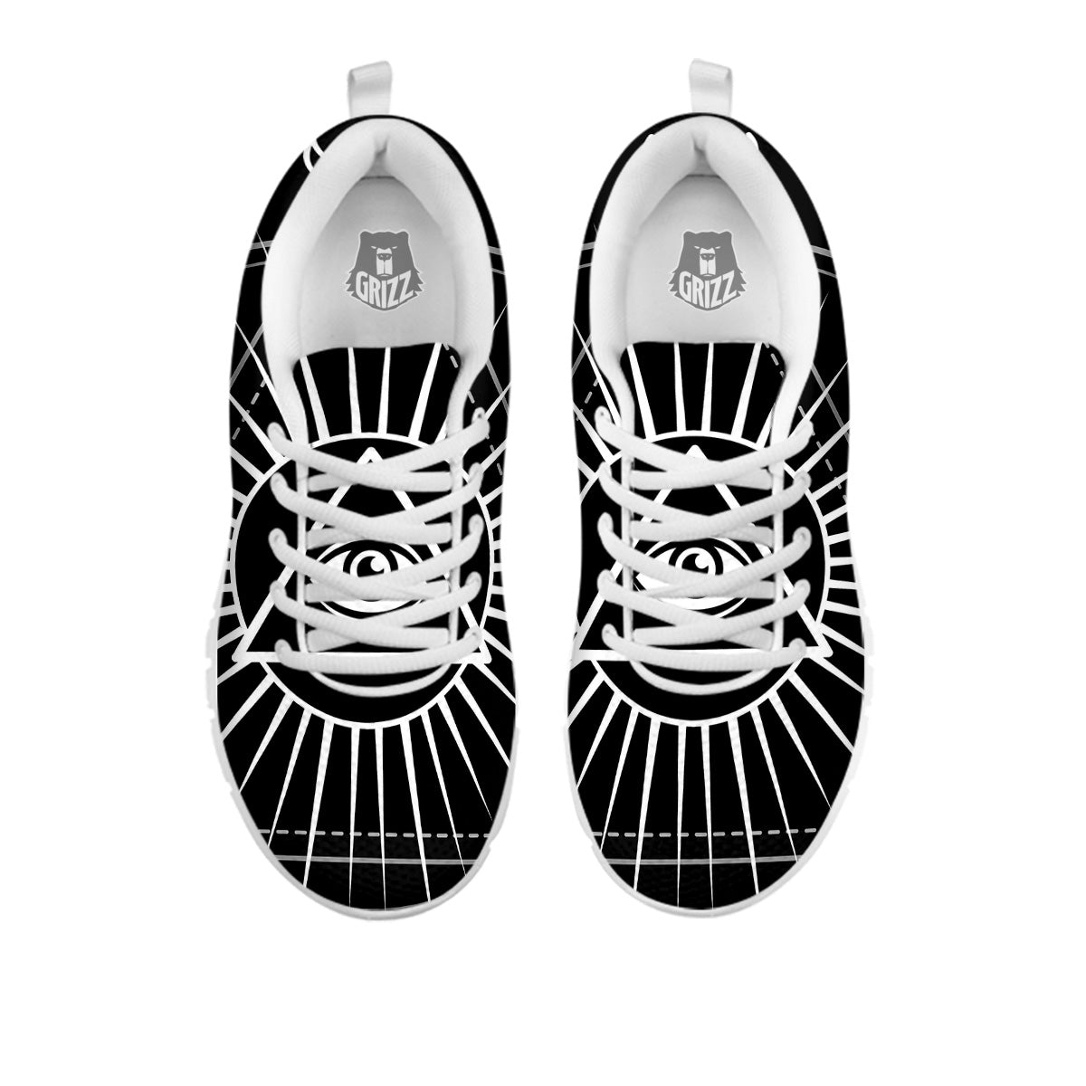 All Seeing Eye White And Black Print White Sneaker-grizzshop