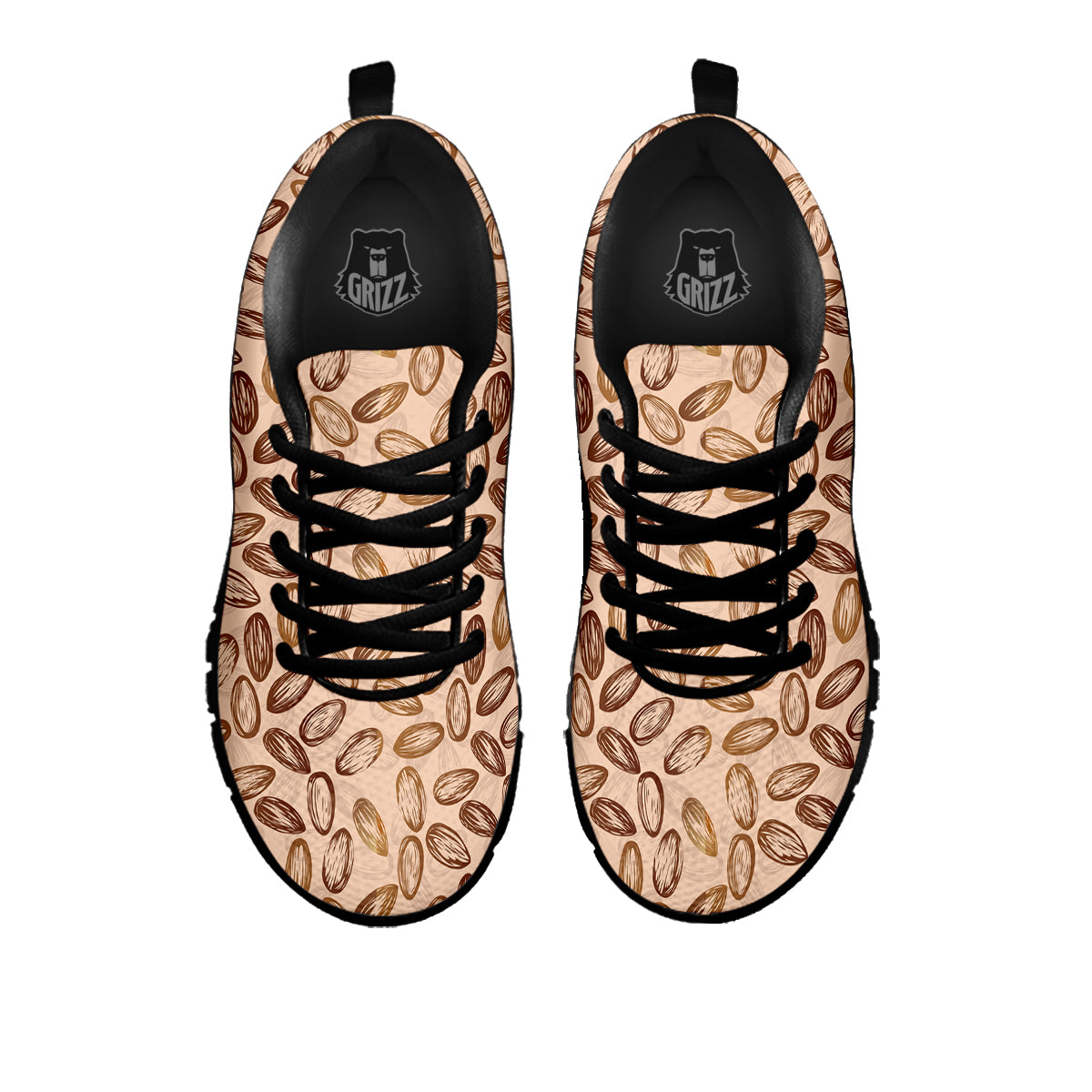 Almond Beige Print Pattern Black Sneaker-grizzshop