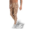 Almond Beige Print Pattern Men's Leggings-grizzshop