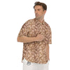 Almond Beige Print Pattern Men's Short Sleeve Shirts-grizzshop