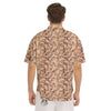 Almond Beige Print Pattern Men's Short Sleeve Shirts-grizzshop