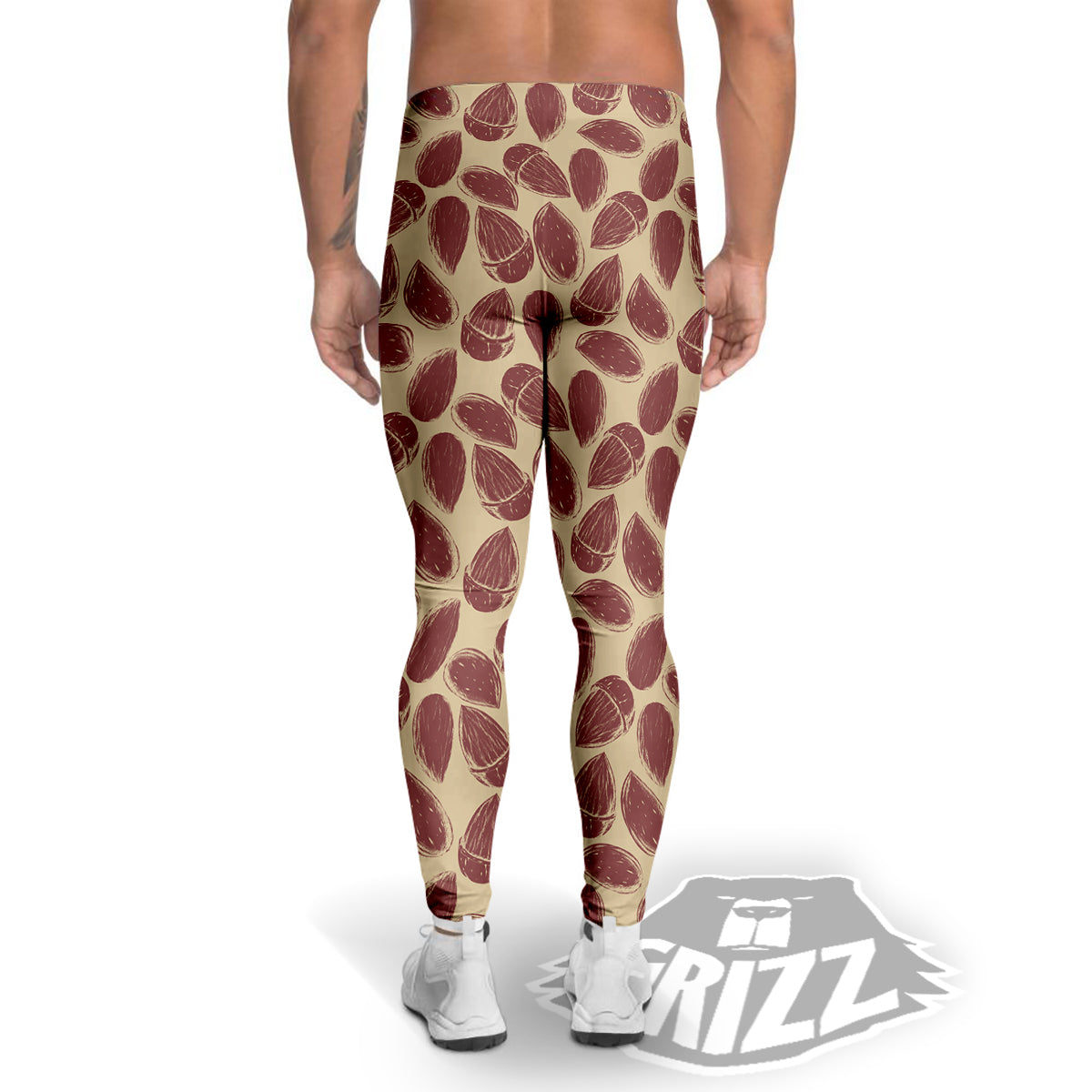 Almond Vintage Print Pattern Men's Leggings-grizzshop