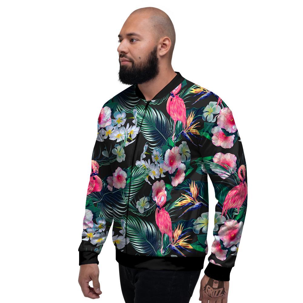 Aloha Flamingo Tropical Print Pattern Men's Bomber Jacket-grizzshop