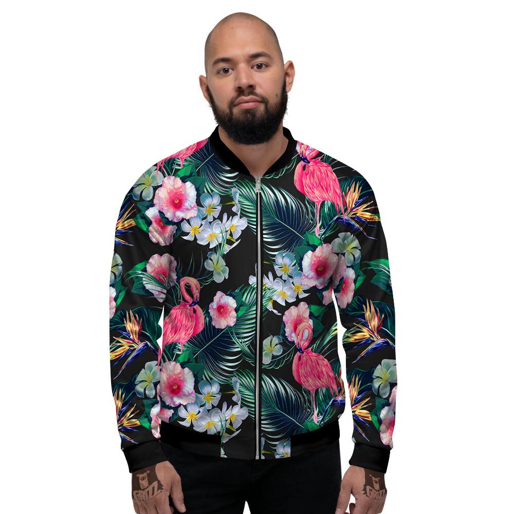 Aloha Flamingo Tropical Print Pattern Men's Bomber Jacket-grizzshop