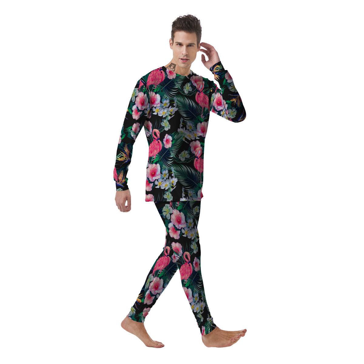 Aloha Flamingo Tropical Print Pattern Men's Pajamas-grizzshop