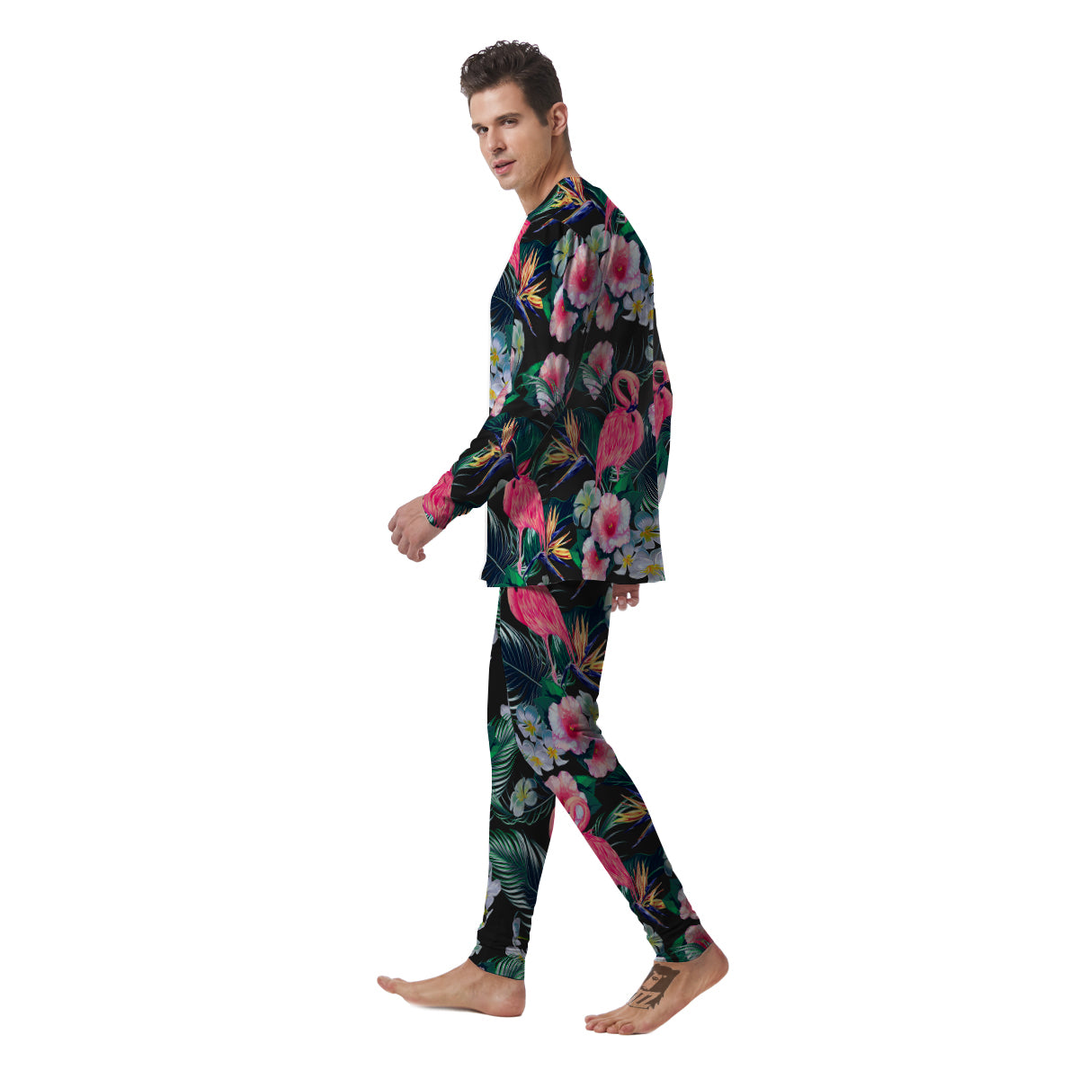 Aloha Flamingo Tropical Print Pattern Men's Pajamas-grizzshop