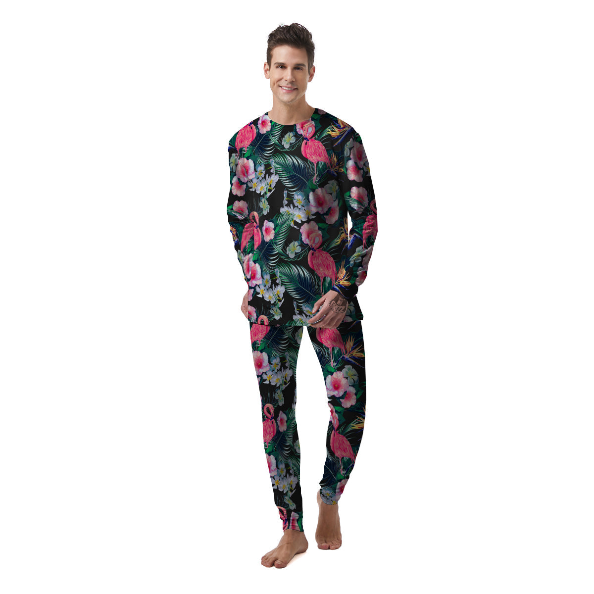 Aloha Flamingo Tropical Print Pattern Men's Pajamas-grizzshop