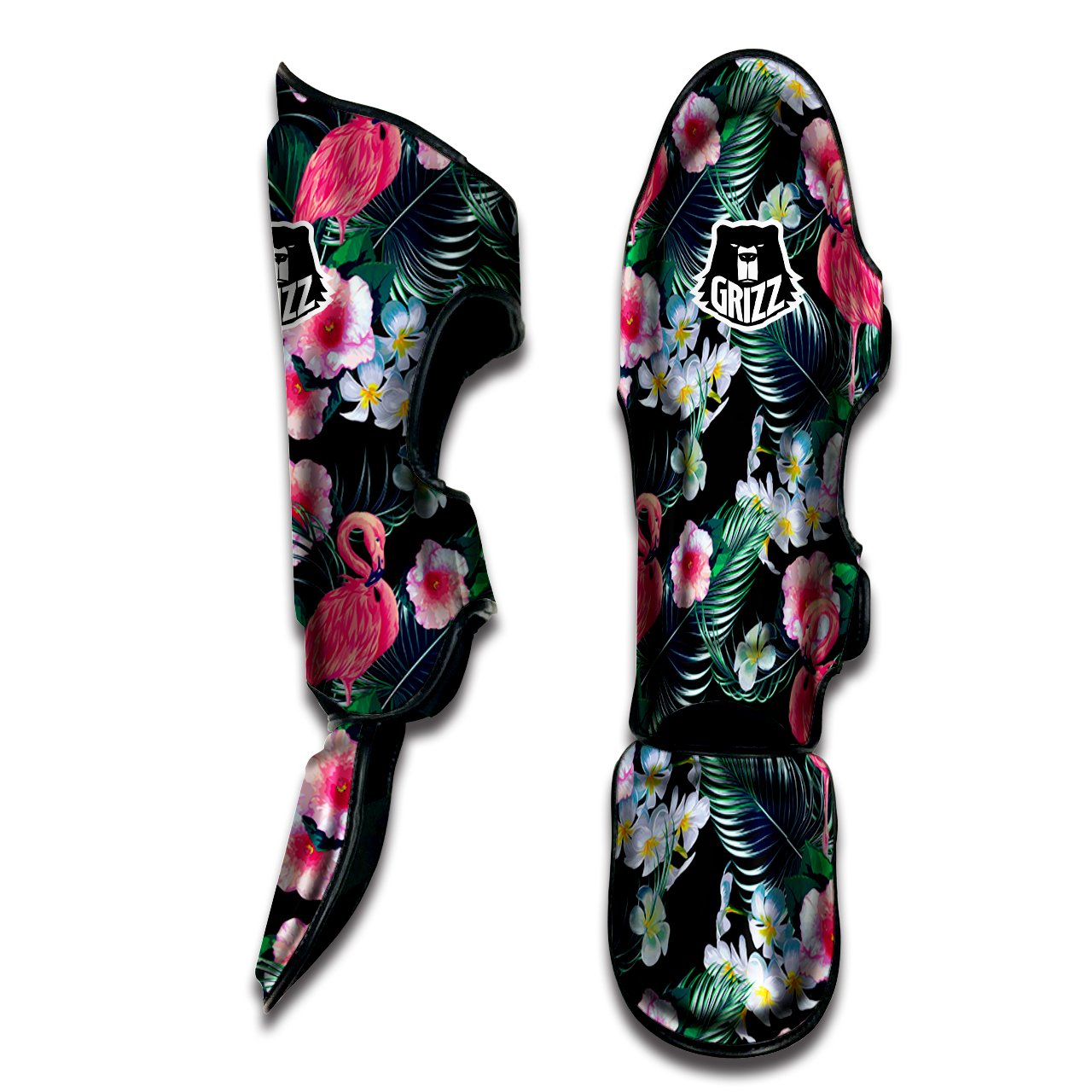 Aloha Flamingo Tropical Print Pattern Muay Thai Shin Guards-grizzshop