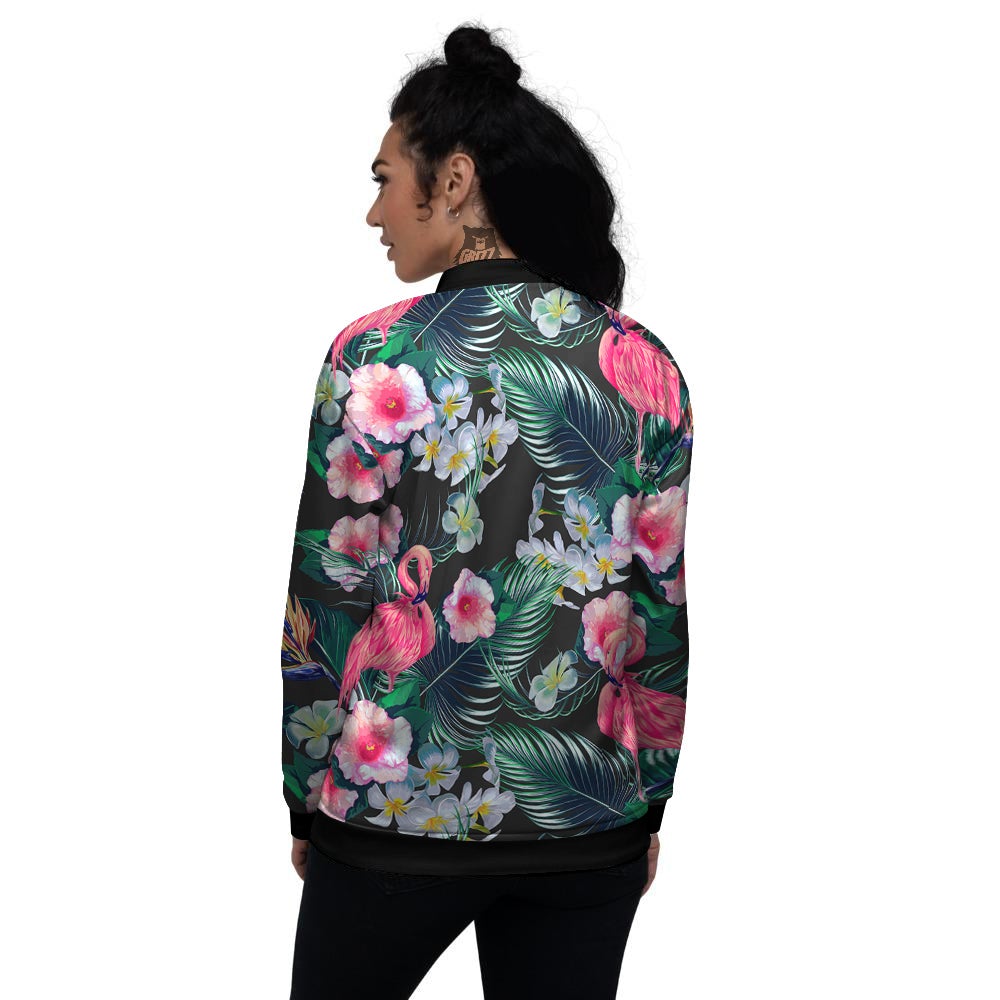 Aloha Flamingo Tropical Print Pattern Women's Bomber Jacket-grizzshop