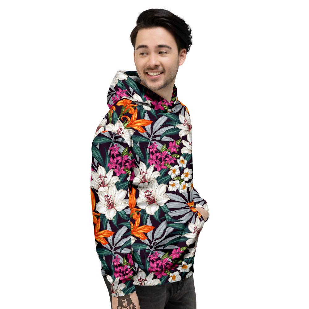 Aloha Flower Tropical Print Pattern Men's Hoodie-grizzshop